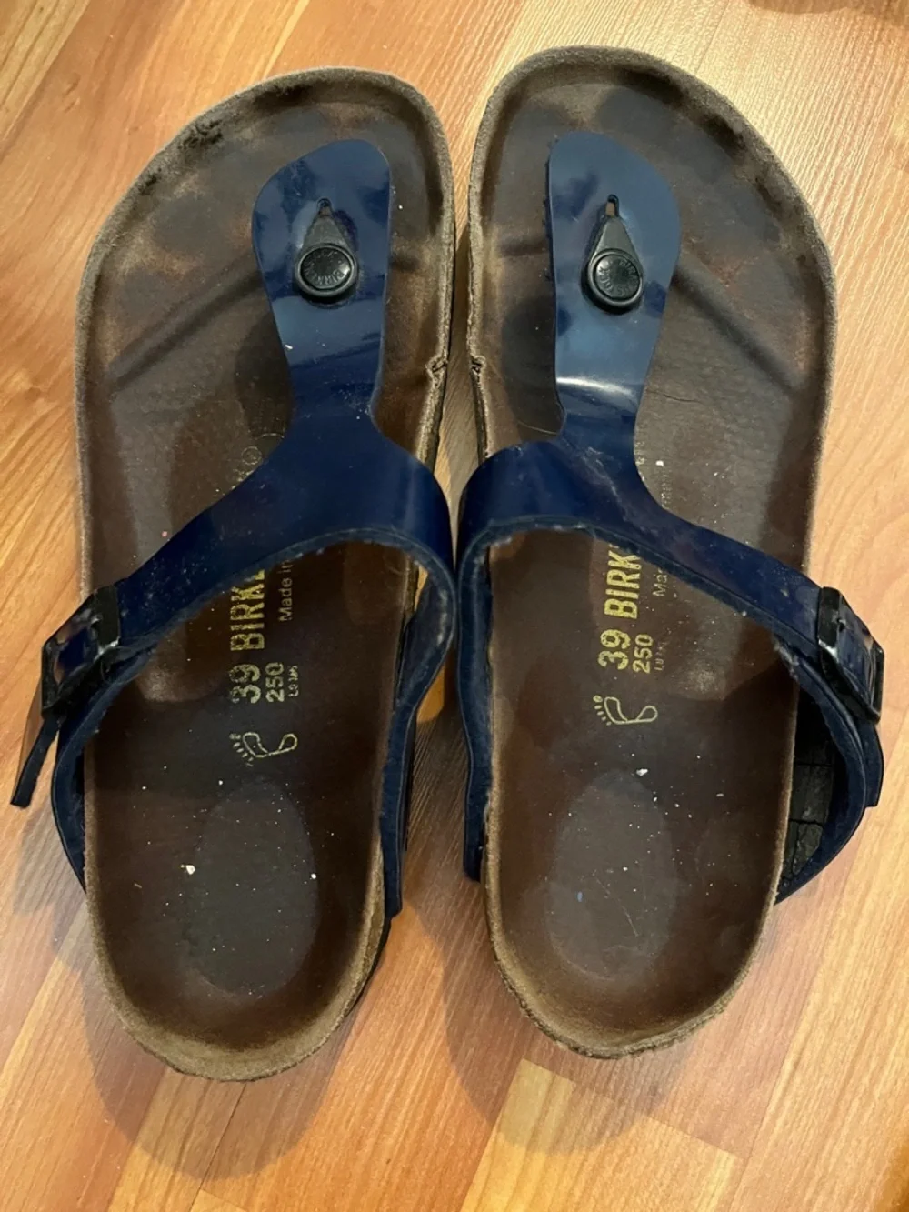 Birkenstock Gizeh Thong Sandals Metallic Blue Birko-Flor Size 39